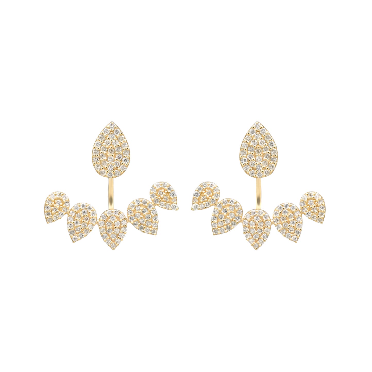 Real 14k Yellow Gold Cuff Earring With 1.3 Ct Diamond Cluster Detachable Verified Earrings