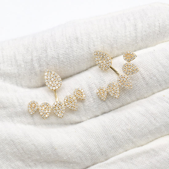 Real 14k Yellow Gold Cuff Earring With 1.3 Ct Diamond Cluster Detachable Verified Earrings