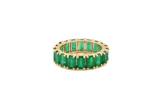 Eternity Gemstone Band With 5x3mm Emerald May Birthstone 14k Yellow Gold Rings For Women