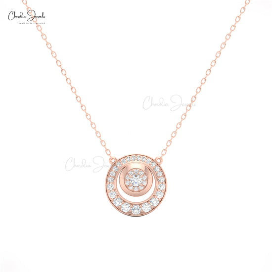 Round Halo Circle Chain Necklace