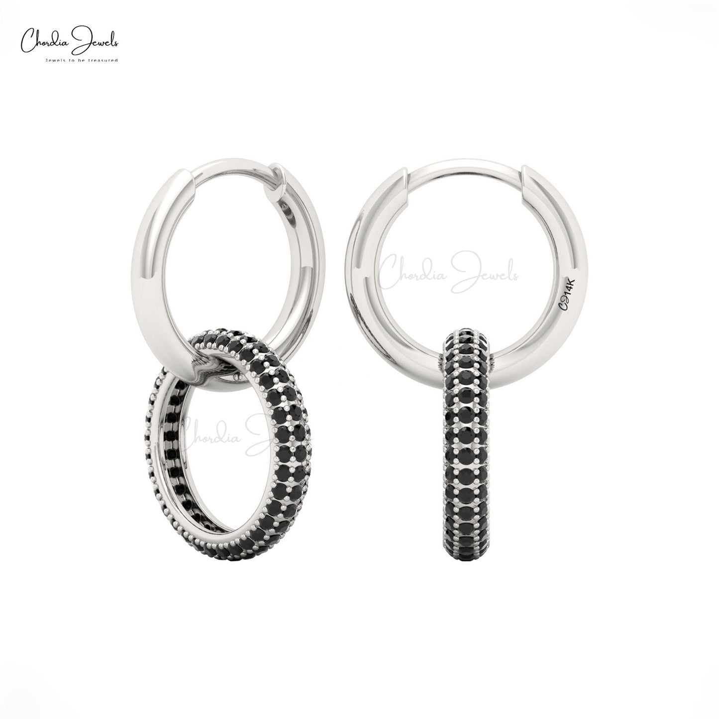 14k Gold Black Diamond Earrings