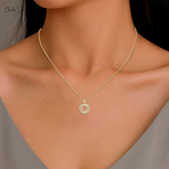 Intertwined Circles Pendant In 14k Real Gold G-H Diamond 2.23 Ct Round Cut Open Necklace
