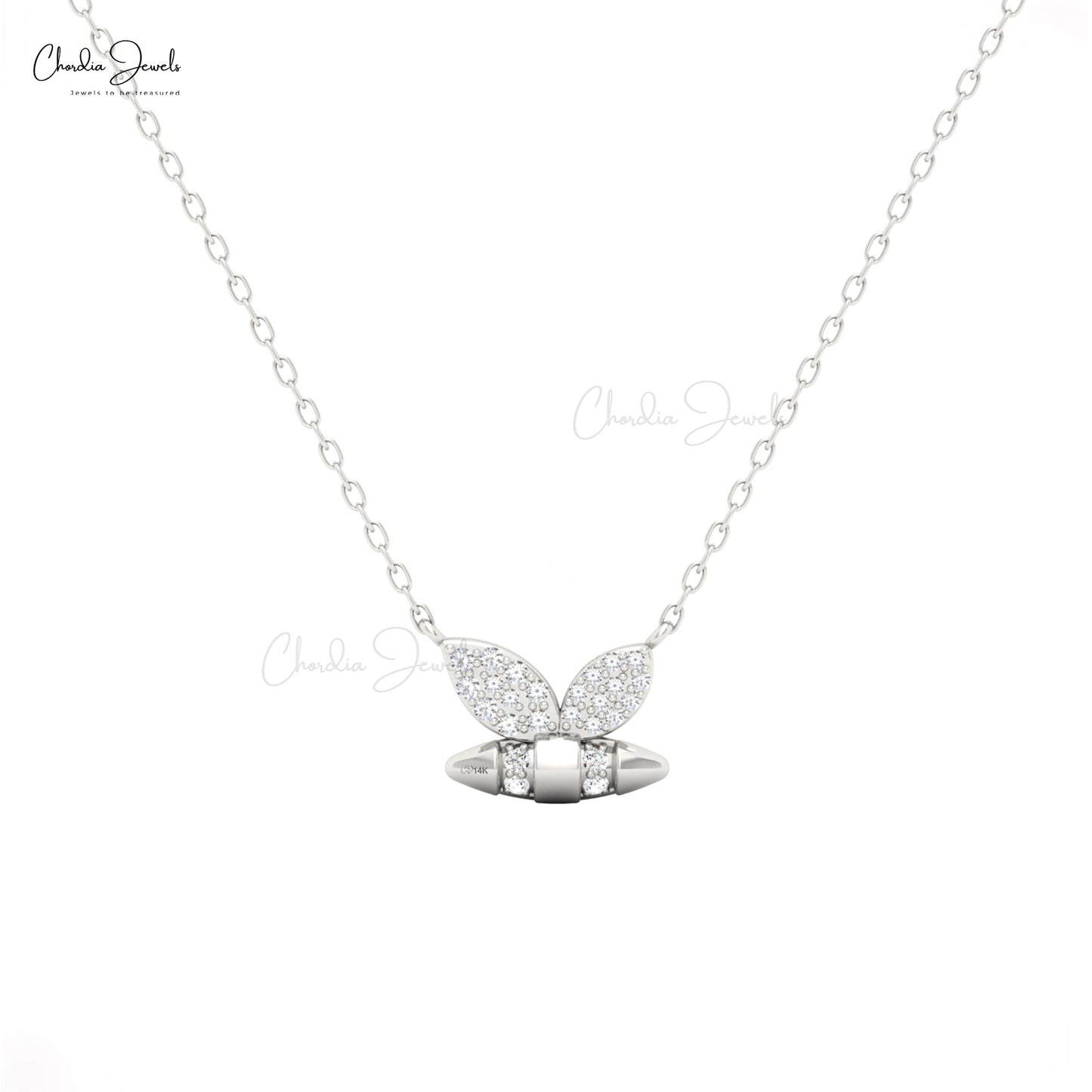 White Diamond Bumblebee Necklace
