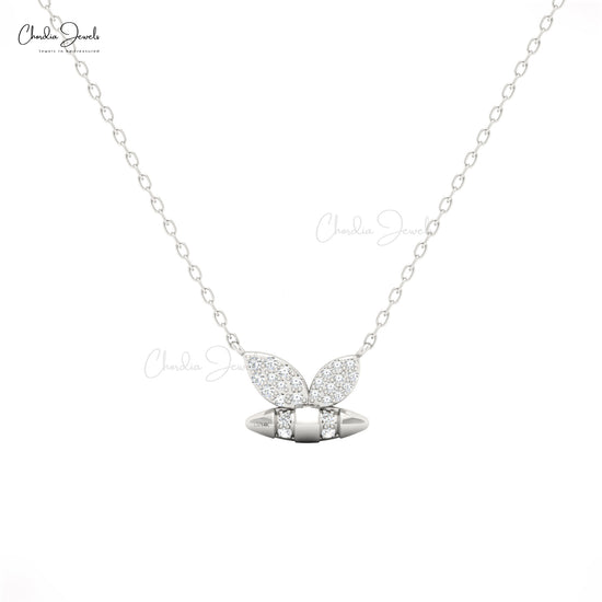 White Diamond Bumblebee Necklace