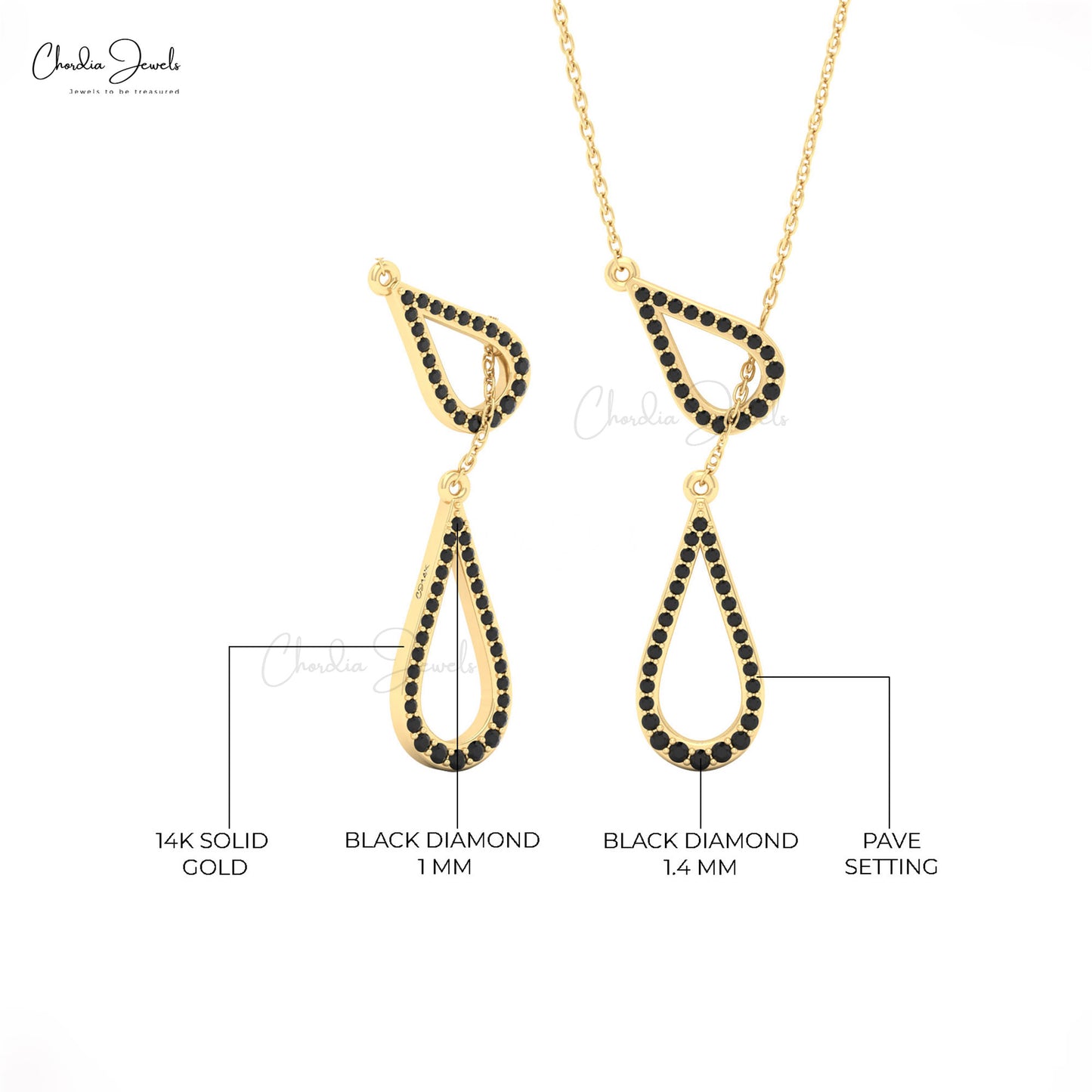 Delicate thin chain Y drop necklace in real gold handmade jewelry