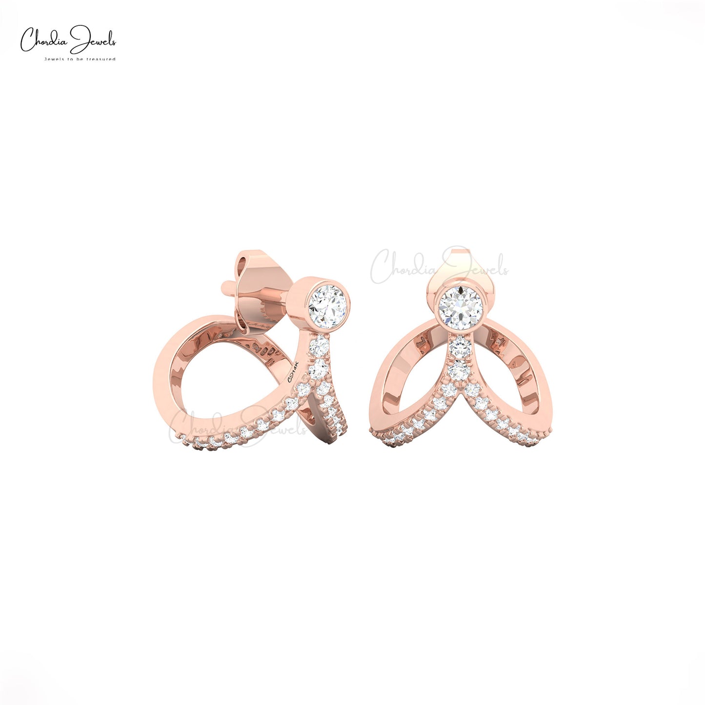 Minimalist 14k gold diamond wedding studs for brides and women