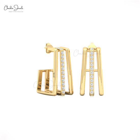 Minimalist 14k gold bar stud with natural April birthstone diamond