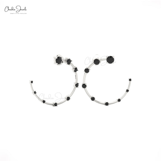 Pure 14k gold constellation stud earrings featuring AAA black diamond ear cuff design