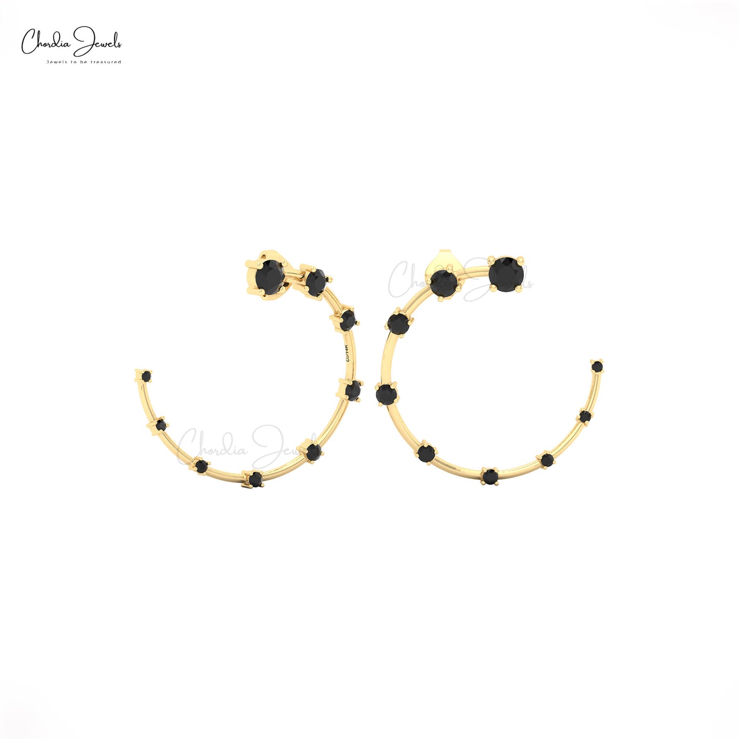 Black diamond constellation ear cuff crafted in solid gold luxury fine jewelry