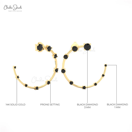 Handmade celestial ear cuff in real 14k solid gold with black diamond sparkle