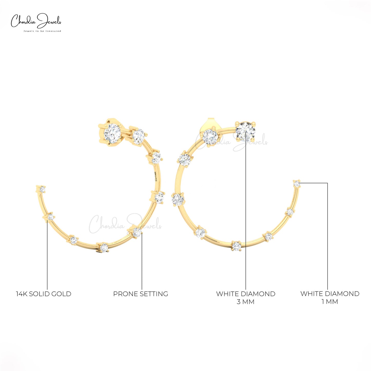 round cut 0.36 ct diamond handmade bridal earrings in real gold