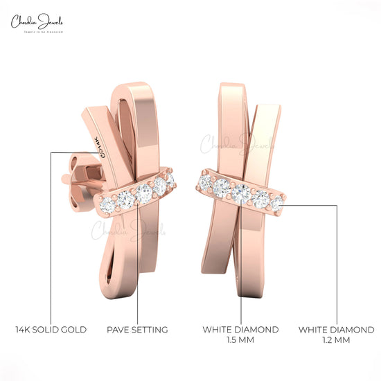 luxury fine jewelry curved hallmarked diamond studs push back earrings