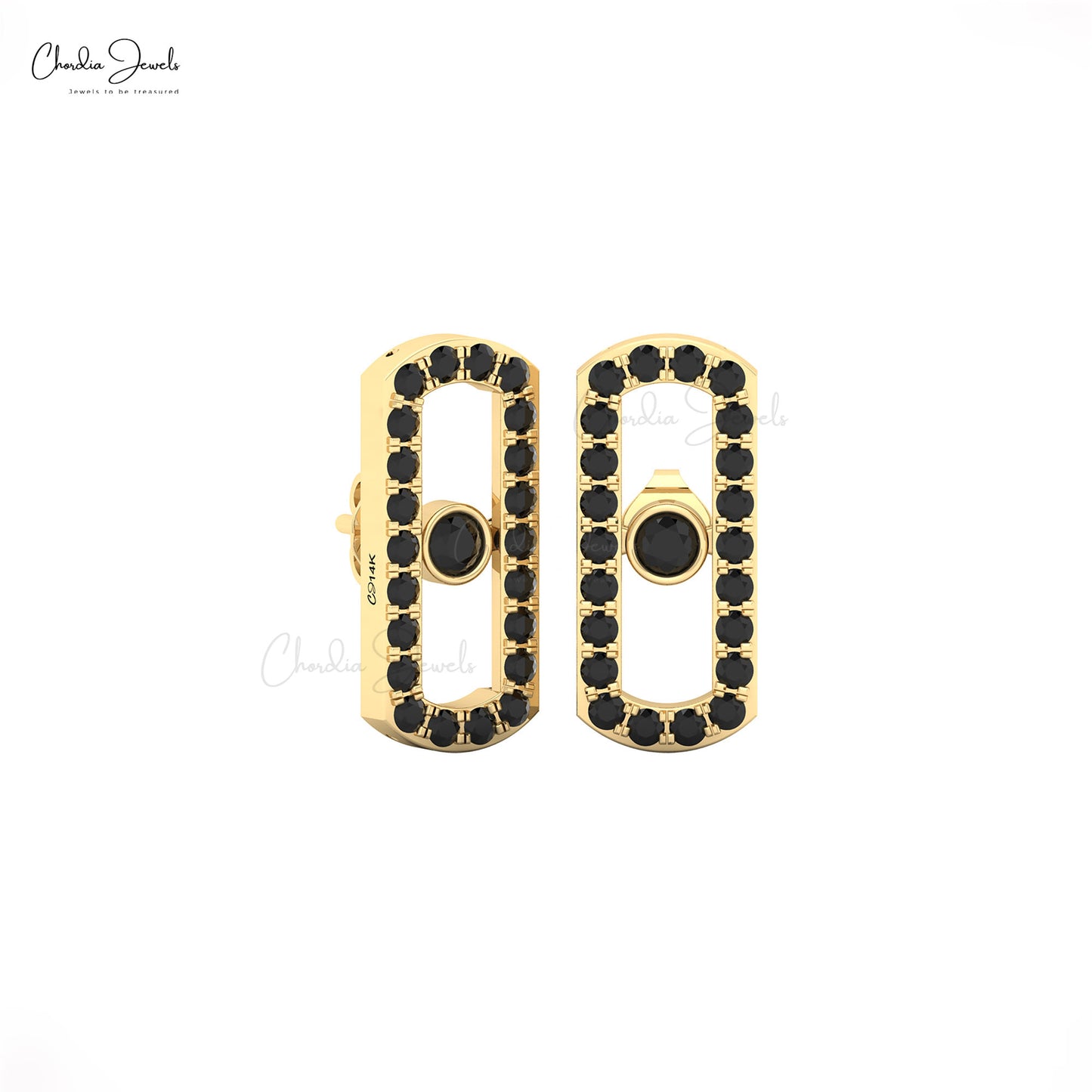 Move Uno 14k gold halo earrings with sparkling black diamonds jewelry