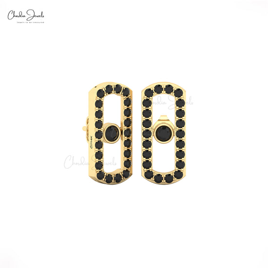 Move Uno 14k gold halo earrings with sparkling black diamonds jewelry