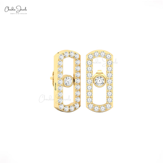 Handmade 14k Solid Gold Round Diamond Stud Earrings