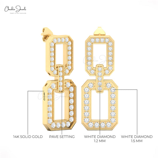 Elegant 14k gold link chain earrings handmade fine jewelry for women