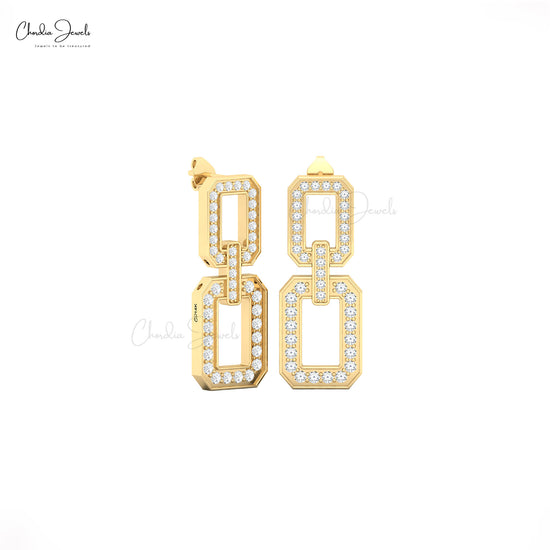 Luxury 14k solid gold diamond earrings in gift box for her