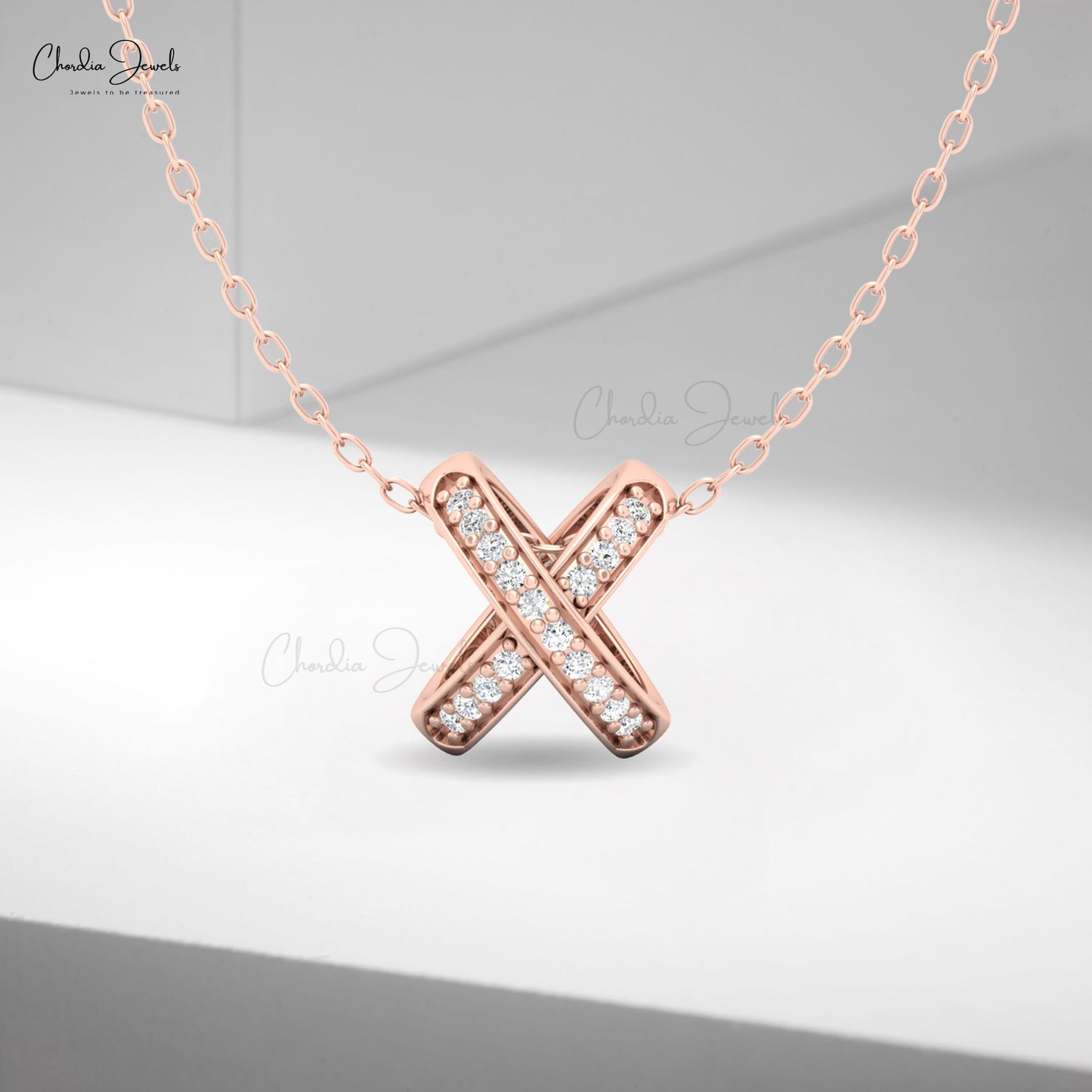 14K gold X shaped diamond pendant necklace for women – Chordia Jewels
