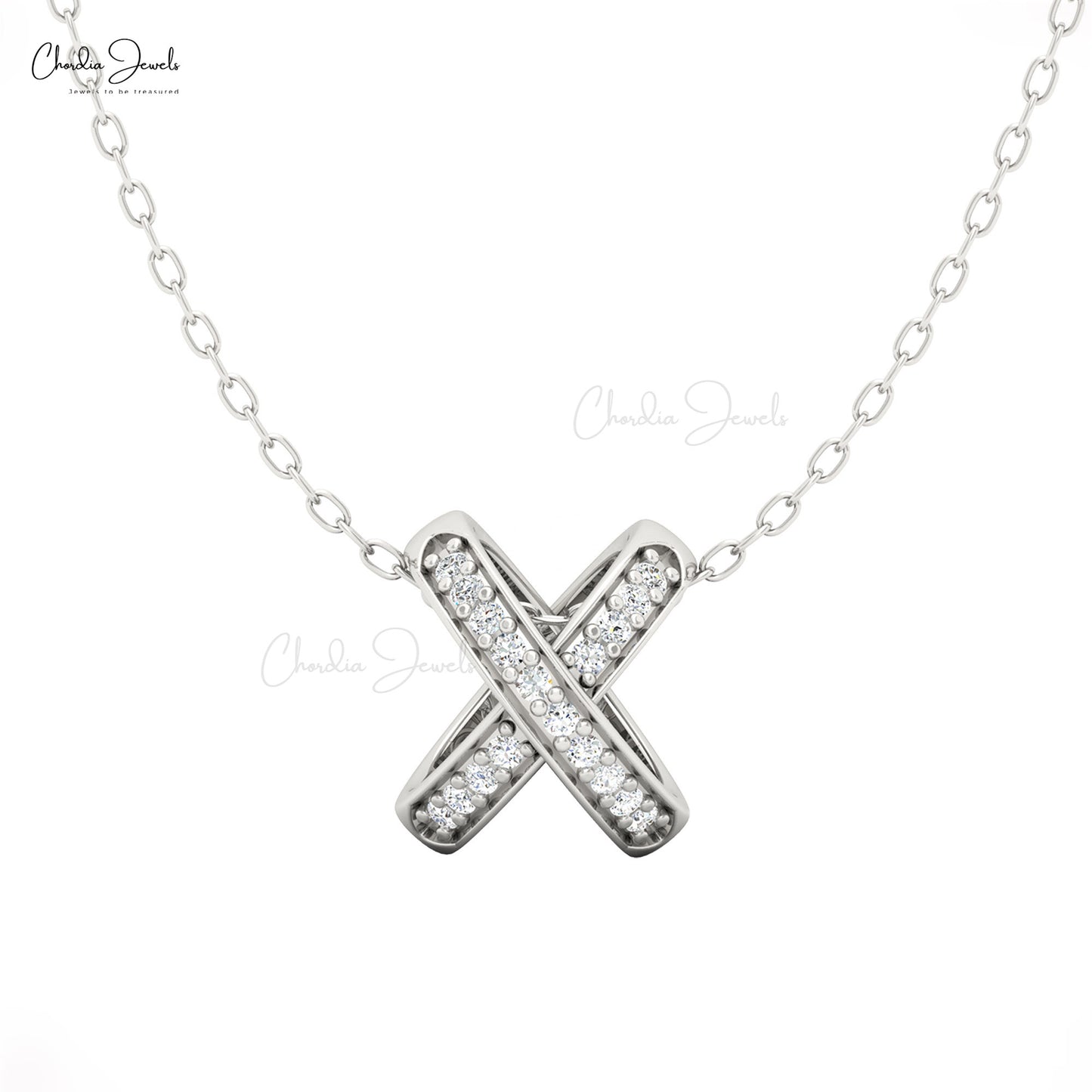 Classic women’s diamond pendant in 14K gold crossover style | Chordia Jewels