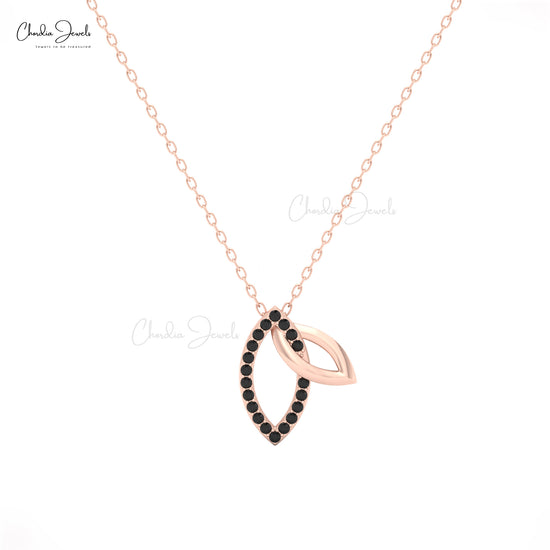 Double leaf pendant necklace with black diamonds | Chordia Jewels