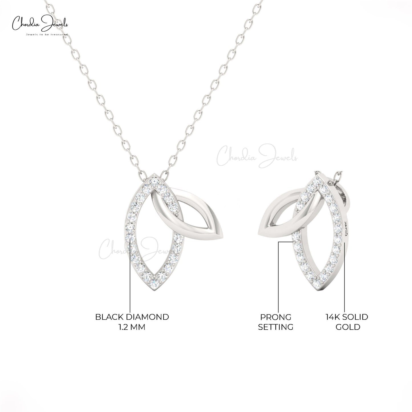 Luxury jewelry gift double leaf pendant with white diamond accents