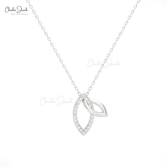 Double leaf pendant necklace with white diamonds | Chordia Jewels 