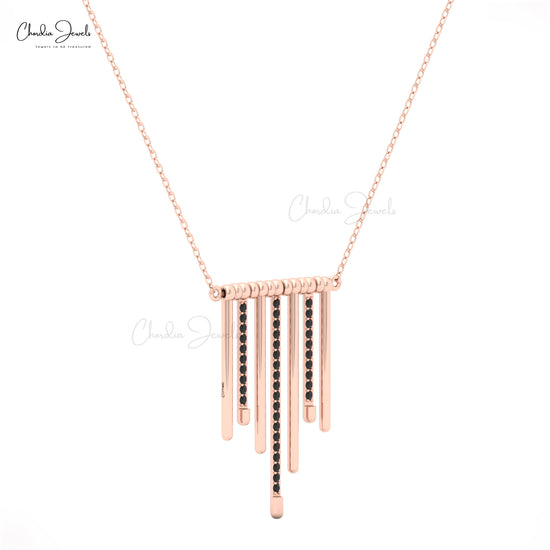 Luxury rose gold necklace with black diamond bar design