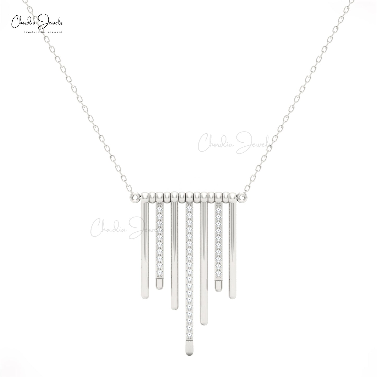 Luxury multi-bar necklace in gold with sparkling white diamonds