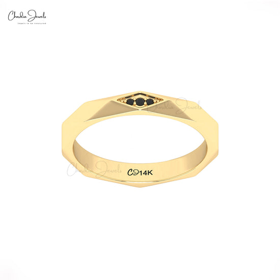 Designer minimalist black diamond gold ring