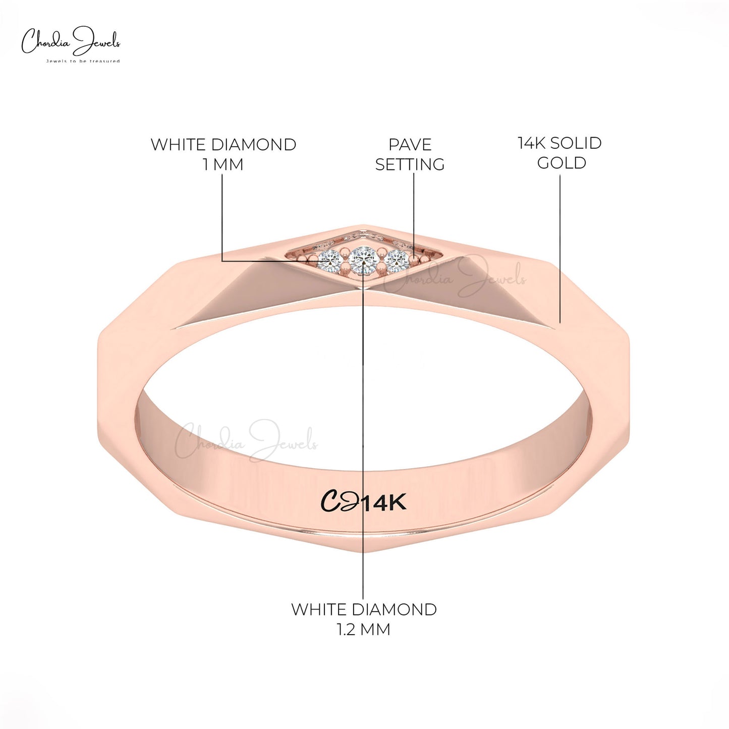 Contemporary 14K gold diamond wedding band