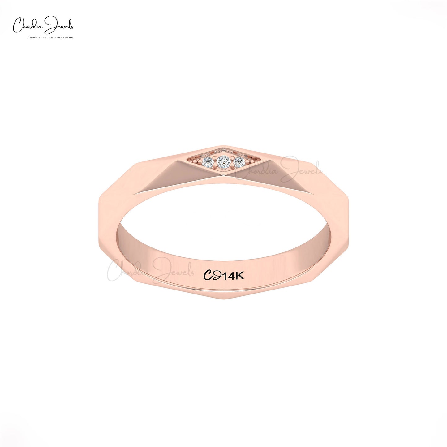 Geometric diamond ring in 14K yellow gold by chordia Jewels