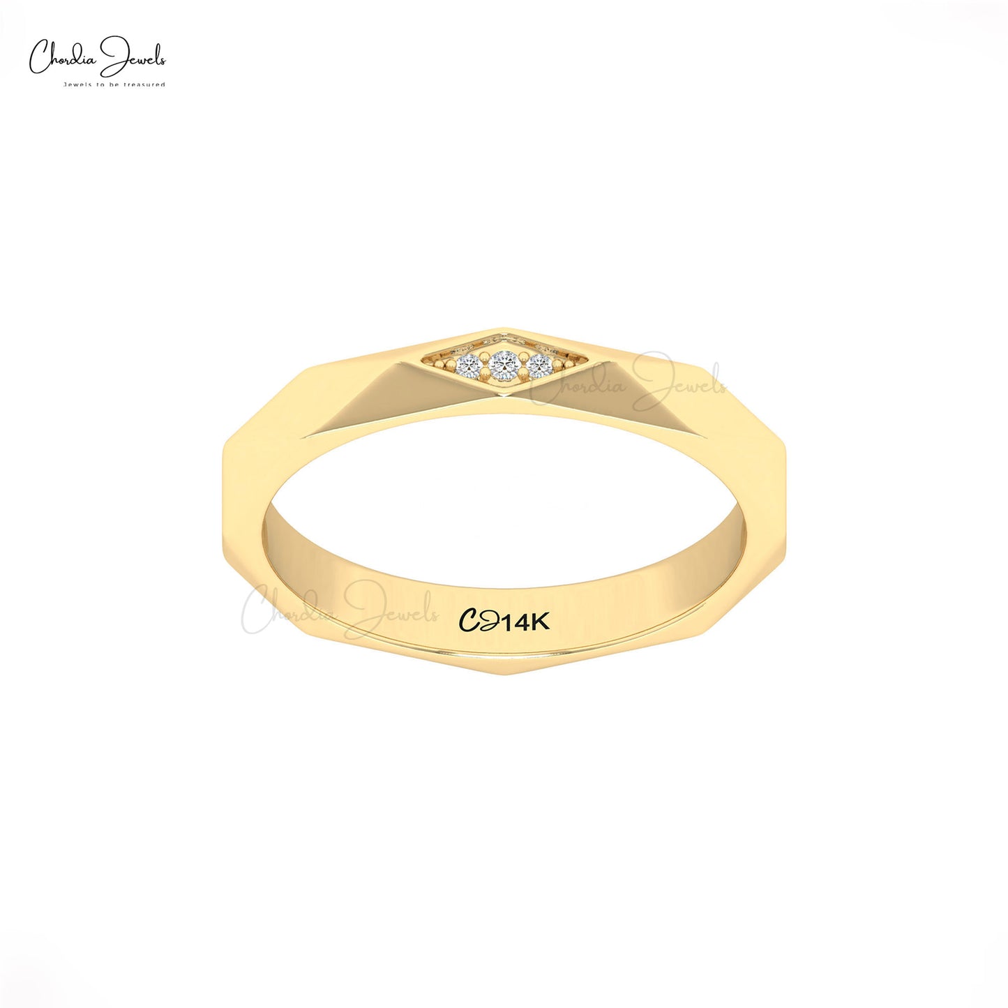 Elegant geometric style diamond gold ring