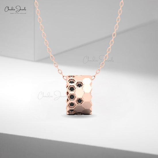Black diamond geometric pendant by Chordia Jewels