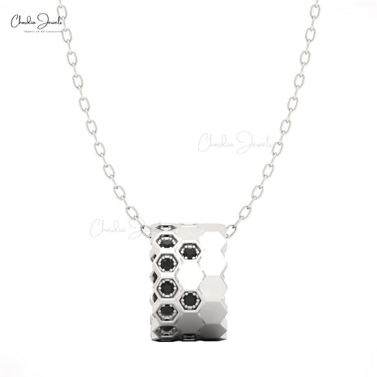 Bold black diamond necklace in 14K white gold by chordia jewels