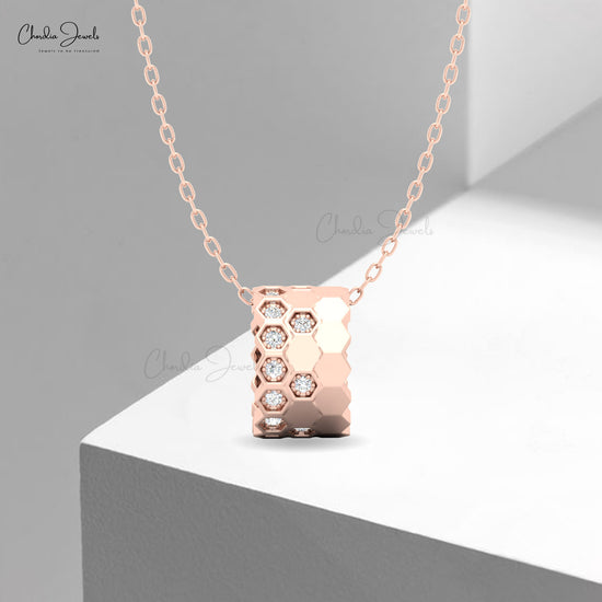Rose gold honeycomb pendant necklace for women