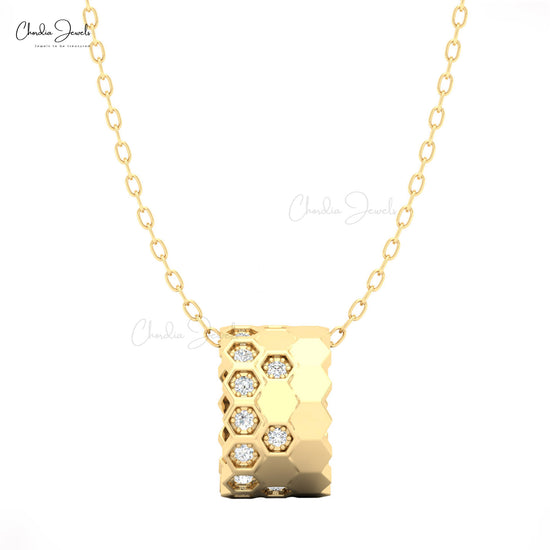 Rose gold 14K honeycomb diamond pendant by chordia Jewels 