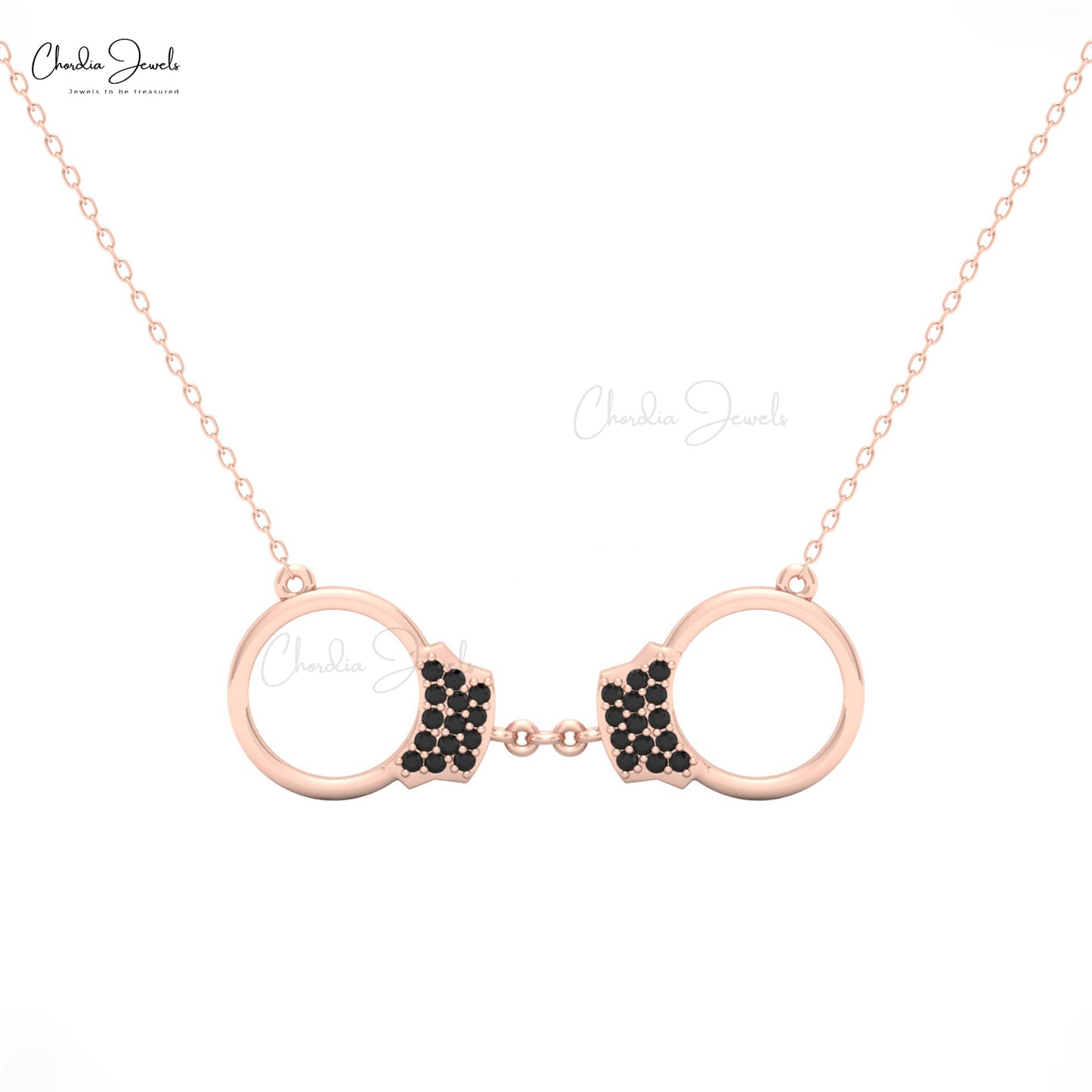 CJ 14k gold handcuff necklace with black diamonds for women