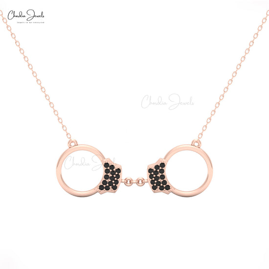 CJ 14k gold handcuff necklace with black diamonds for women
