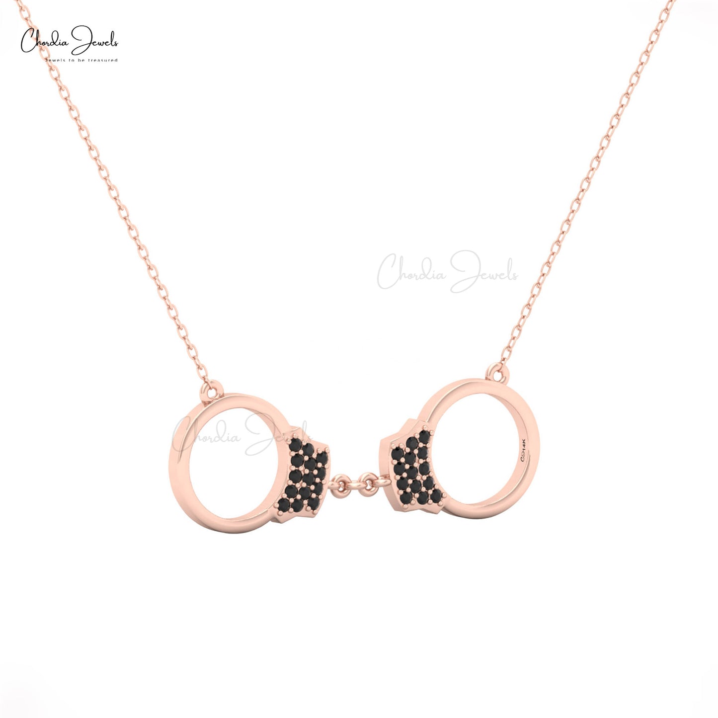 Chordia Jewels 14k gold handcuff pendant necklace with black diamonds