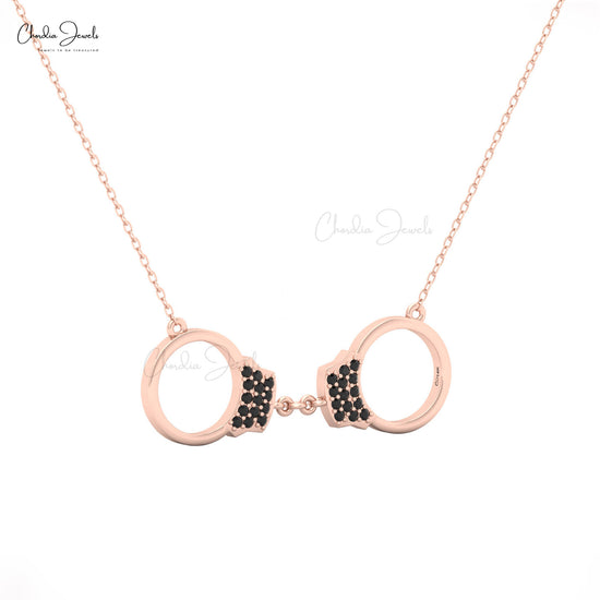 Chordia Jewels 14k gold handcuff pendant necklace with black diamonds