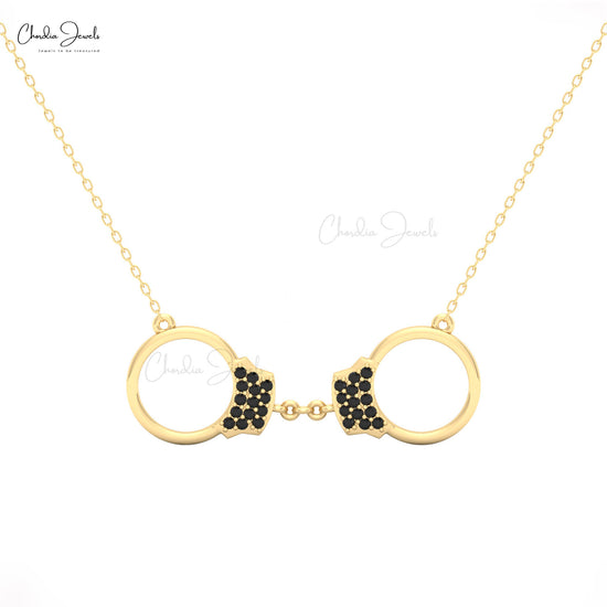 Stylish 14k gold chain with black diamond handcuff by CJ