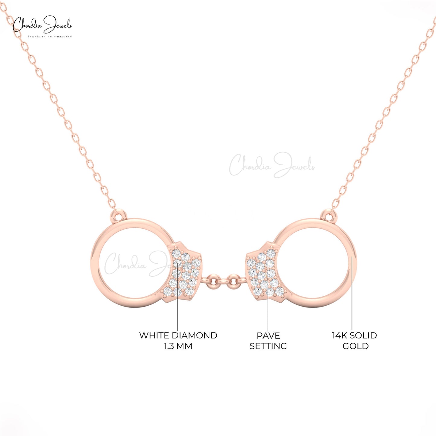 CJ designer handcuff necklace crafted in 14k gold with diamond accents