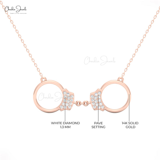 CJ designer handcuff necklace crafted in 14k gold with diamond accents
