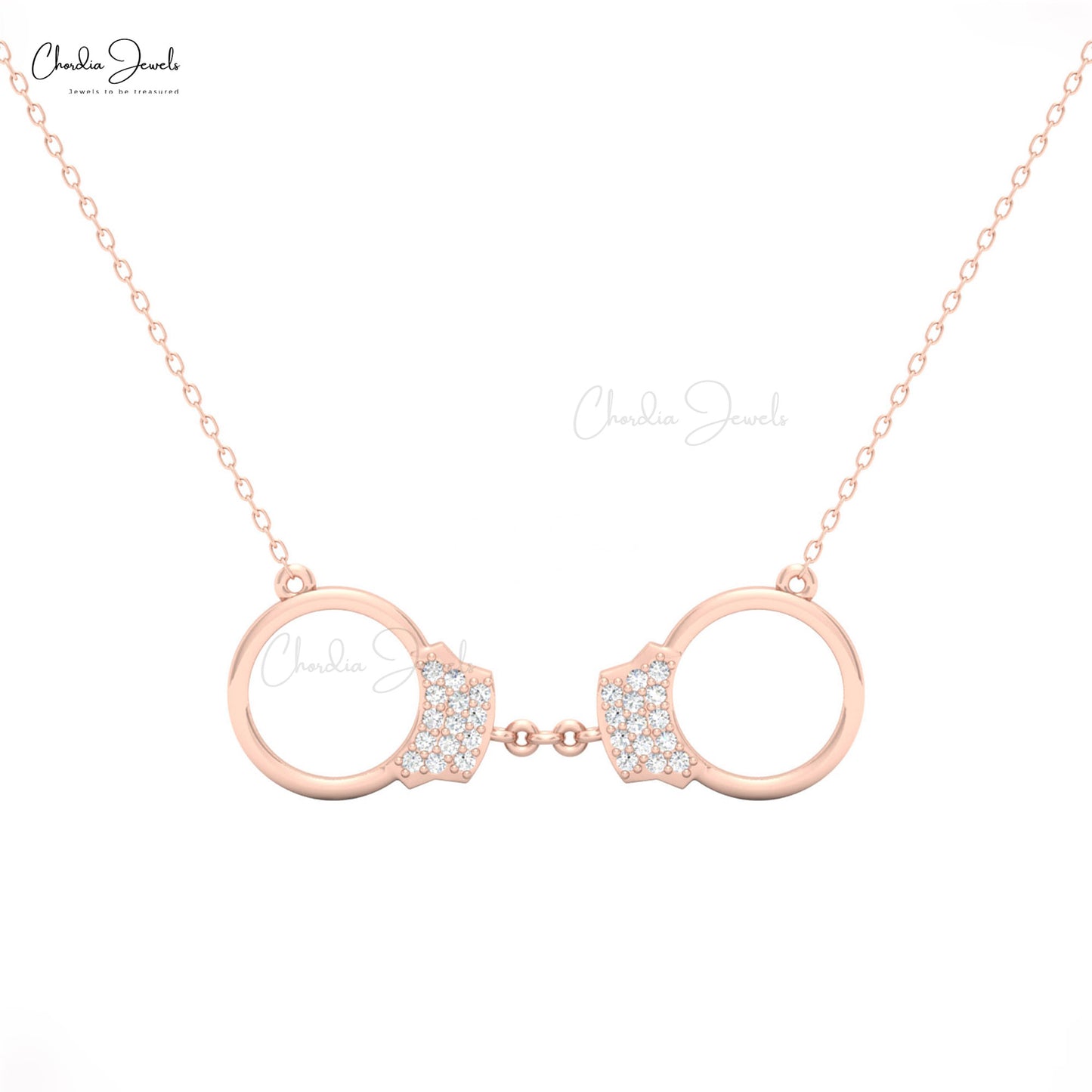 CJ 14k gold handcuff necklace with white diamonds on fine chain
