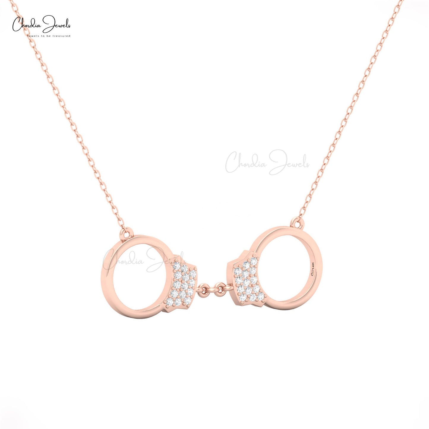 Elegant CJ diamond handcuff necklace in 14k rose gold