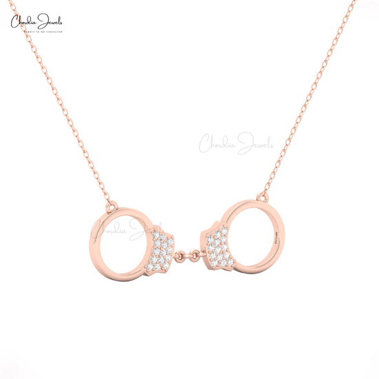 Elegant CJ diamond handcuff necklace in 14k rose gold