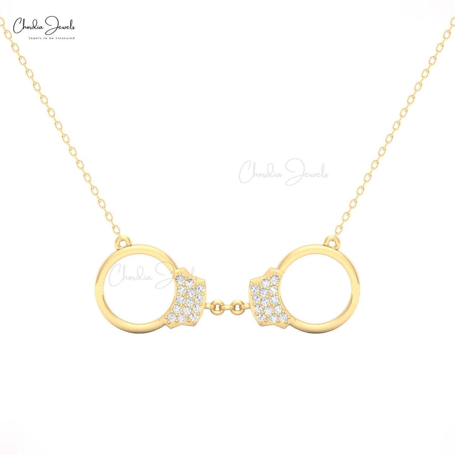 CJ fine jewelry 14k gold handcuff necklace styled with diamonds