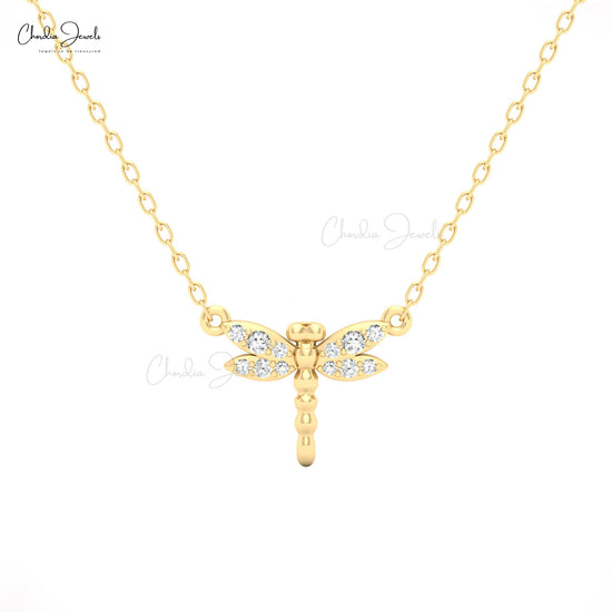 dragonfly Charm necklace in white diamond for women by Chordia Jewels.