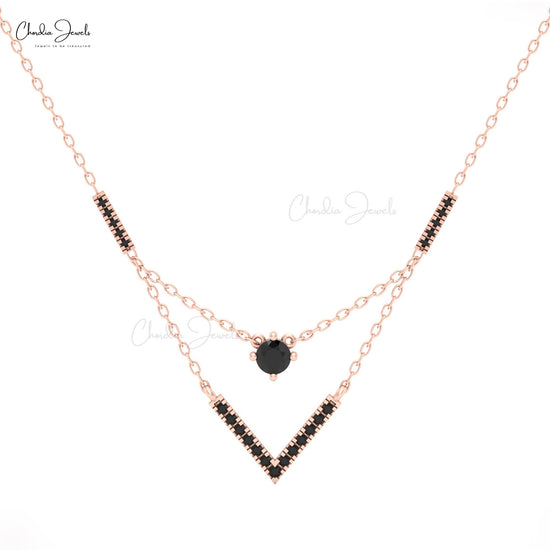 Chordia Jewels Chveraon 14k Solid Gold Necklace with Black Diamonds.
