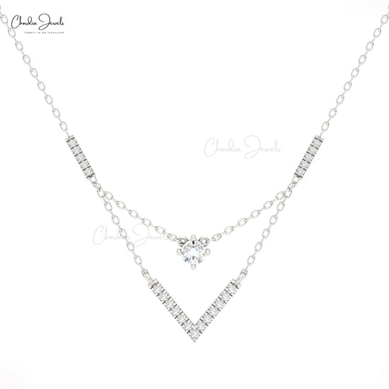 Stylish V-shaped diamond necklace by Chordia Jewels.